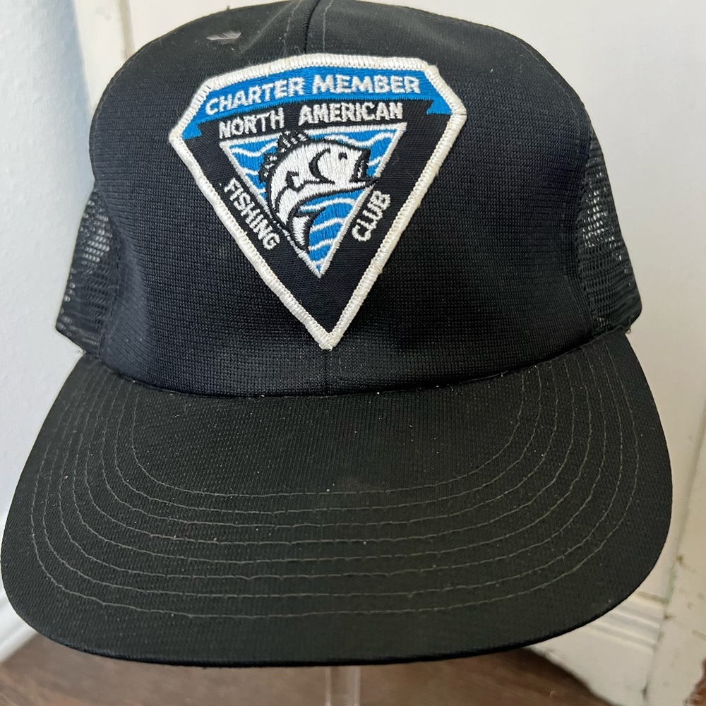 Vintage Charter Member North America Fishing Club hat cap.Mesh back and snapback